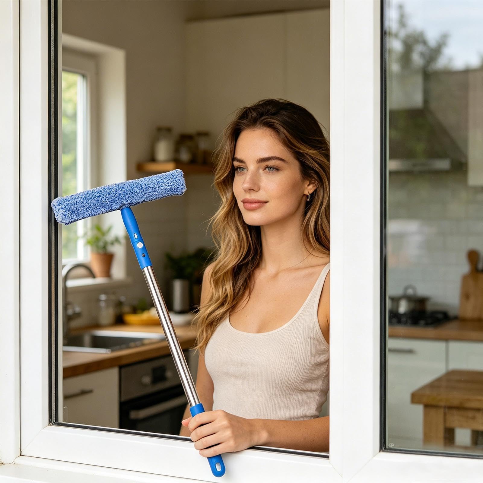 Kit limpiacristales Con Paño De Microfibra Y Pértiga Extensible | Kit Ventanas Para El Hogar Para Parabrisas Automóvil Azulejos Vidrio Puerta Patio Escuela Aula Propietario De Vivienda