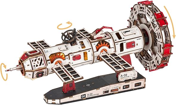 3D Puzzles for Adults - Space Station Model Kit with Light Moving Parts