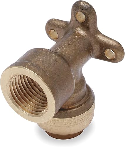 SharkBite Codo de oreja de 12 pulgada, FNPT, paquete de 6, accesorios de plomería de latón a presión para conectar, tubo PEX, cobre, CPVC, PE-RT,