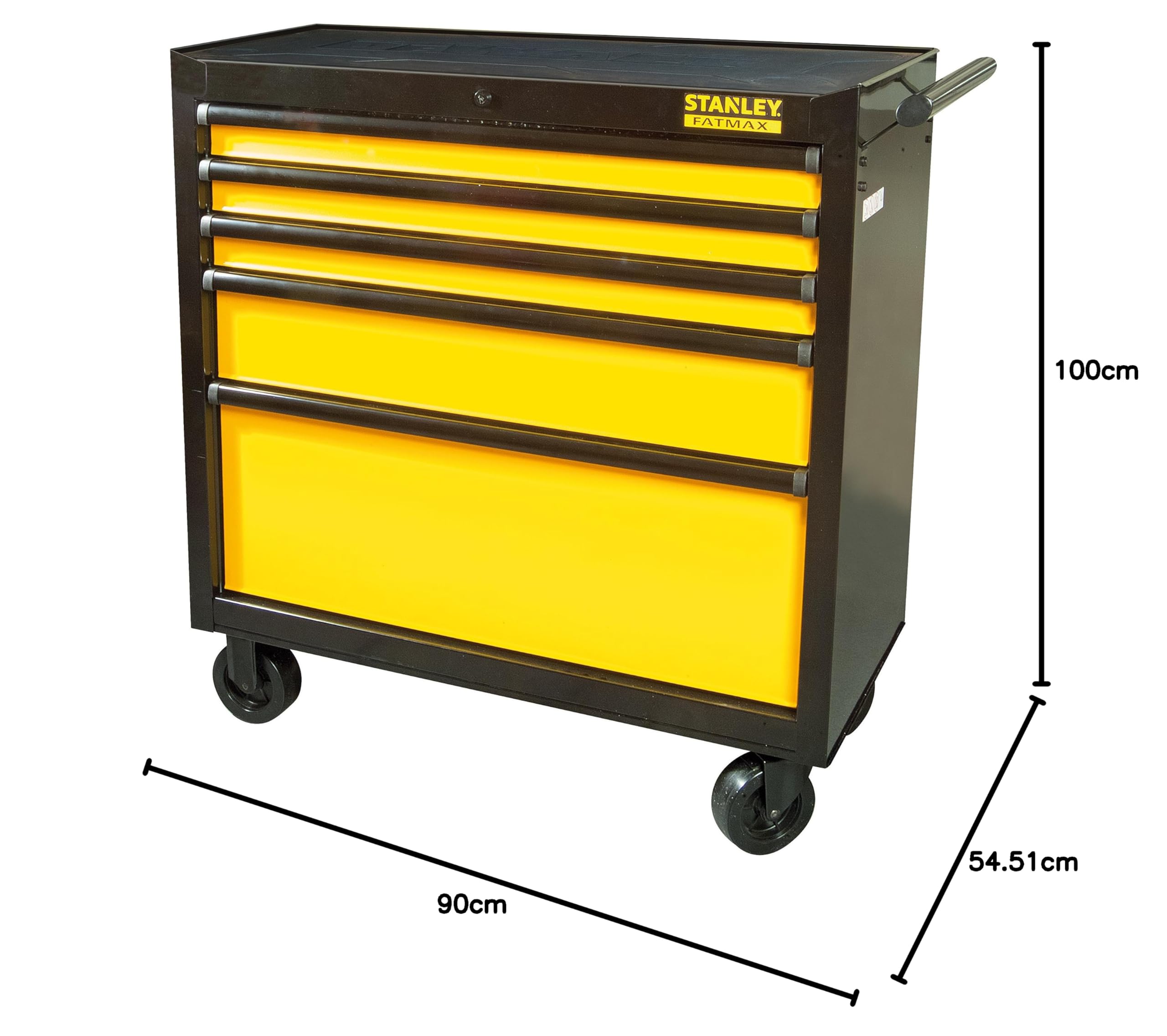 STANLEY Fmht0-74027 Servante 5 Tiroirs - Gamme FATMAX - Amortisseurs De Tiroir - Tapis De Sol En Caoutchouc - Fermeture Centrale Et Sécurisé - Roues Extra Résistantes