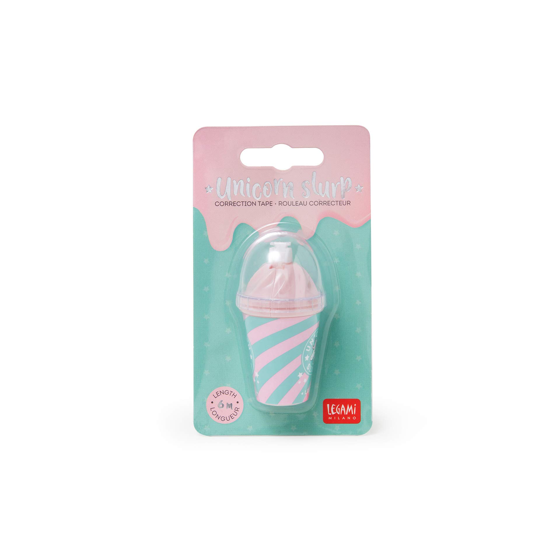 Legami Correttore a Nastro Altamente Coprente Subito Riscrivibile in Plastica diametro 3 cm altezza 6,5 cm Unicorn Slurp