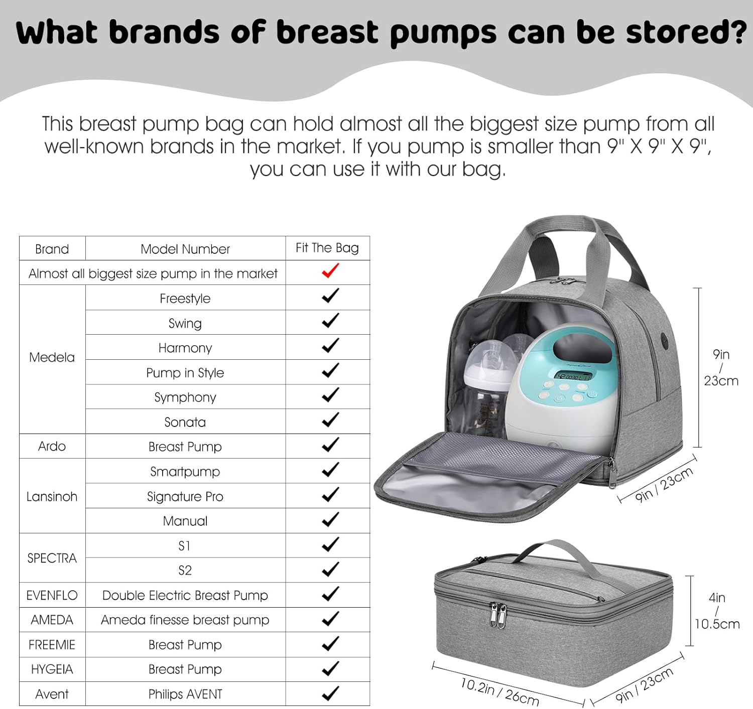 Pump Bag for Spectra S1 S2, Wearable Breast Pump Bags with Ice Pack, Pumping Bag with Waterproof Mat for Pump Accessories, Insulated Bottle Bags for Work Travel and Family (Grey)