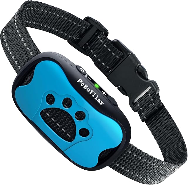 Anti Bark Collars for Dogs, Rechargeable Anti Barking Dog Collars Small Dogs Humane Baking Control Device Beep Vibrate No Shock Dog Bark Collar for Medium Large Dogs Training, Blue