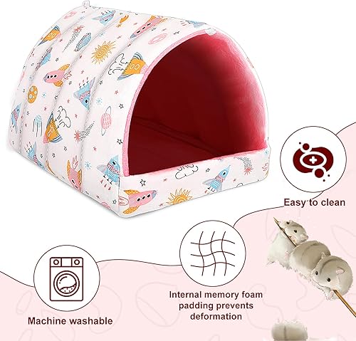 Miniatura 24 de UPINS Paquete de 2 camas de conejillo de indias de 9.8 pulgadas, escondite lavable de conejillo de indias, accesorios para conejos enanos, Gris azul