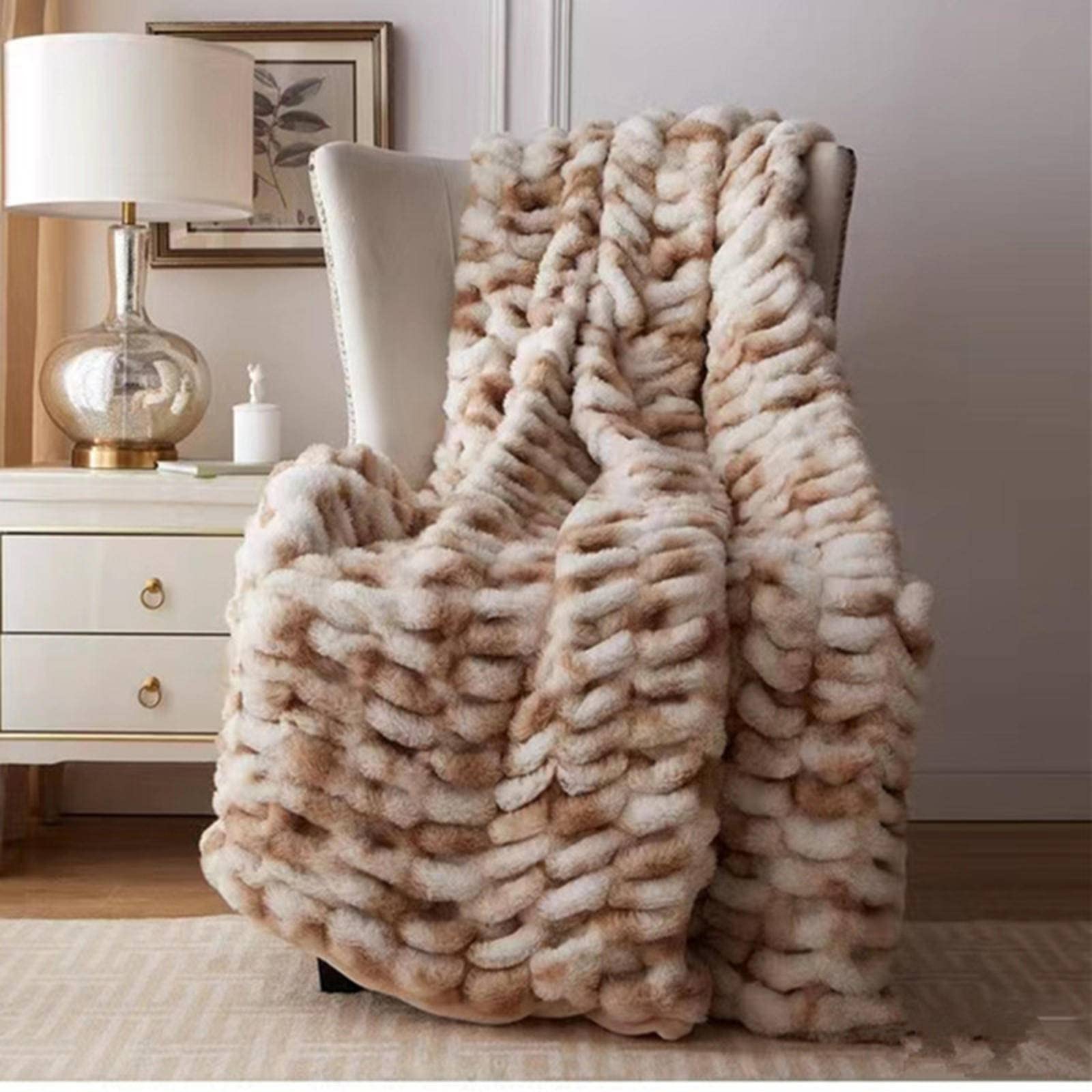 Cozy Bubble Rabbit Coperta Bayeta, morbida e delicata sulla pelle, per l'inverno, elegante copridivano, leggera, lussuosa, perfetta per casa e viaggi