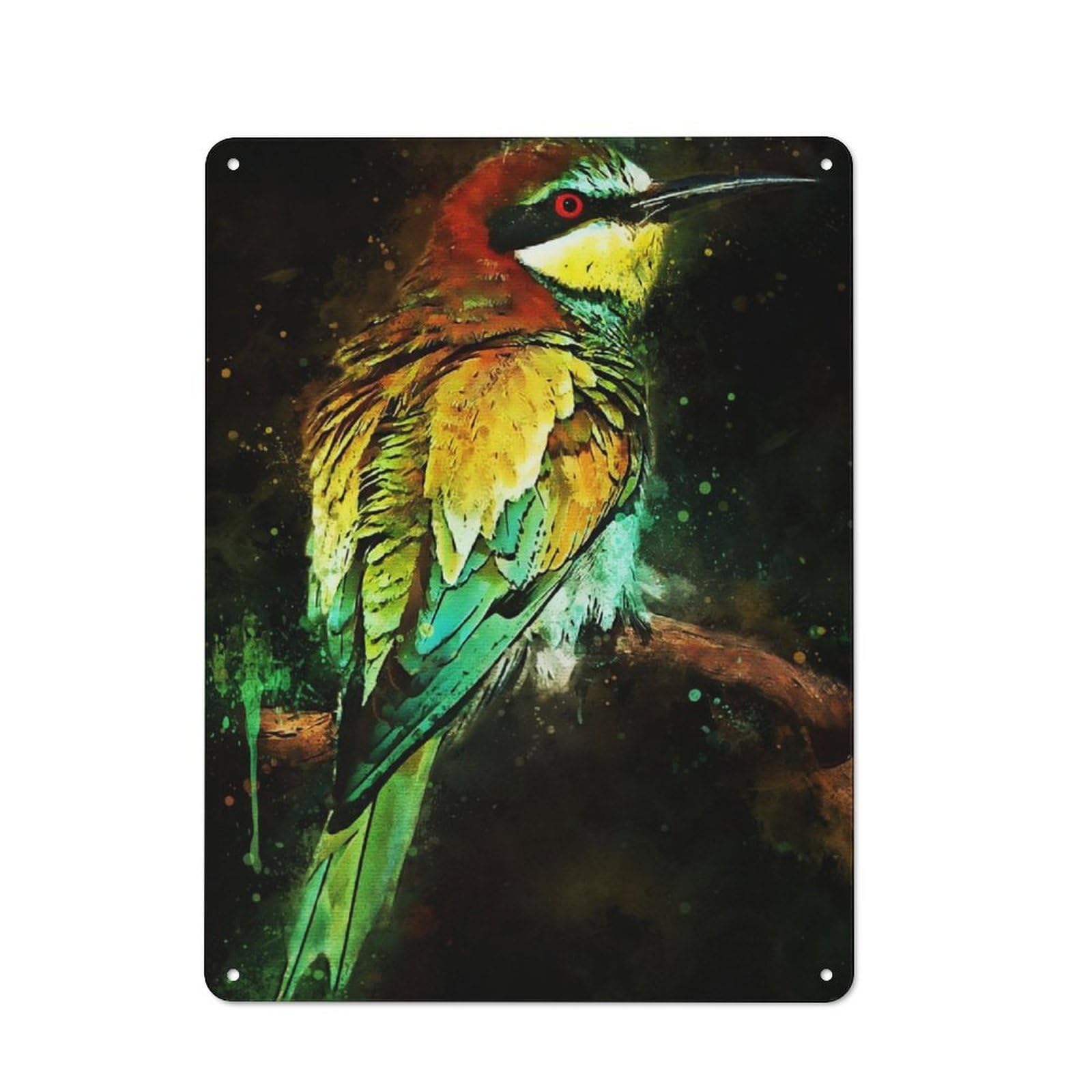 Junmoney Splatter Birds Watercolor Tin Sign 40X30cm With For Home Bar Wall, Vintage Decor, Suited To Home Bar Decor Fans