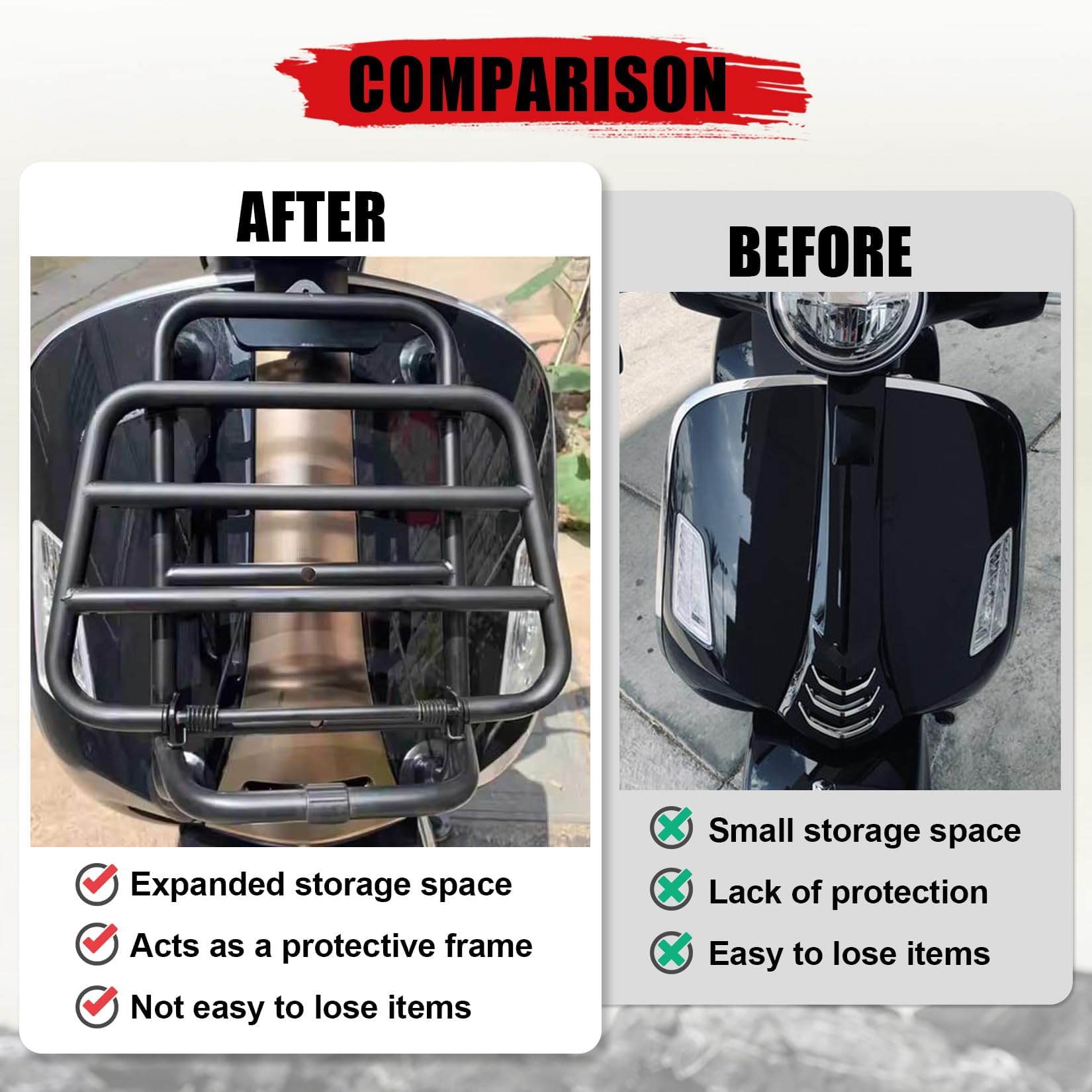 Porte-Bagages Avant pour Vespa GTS 300 125 200 250 2018-2025,PSLER Étagère Support de Bagages Pièces de Moto(Noir)