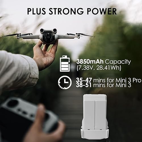 Miniatura 3 de Satonaka Mini 3 Pro Batería Plus 3850mAh-7.38V Mini 3 Series Batería de Vuelo Inteligente Plus Fly Max.47 Mins para DJI Mini 4 Pro, DJI Mini 3 Pro,