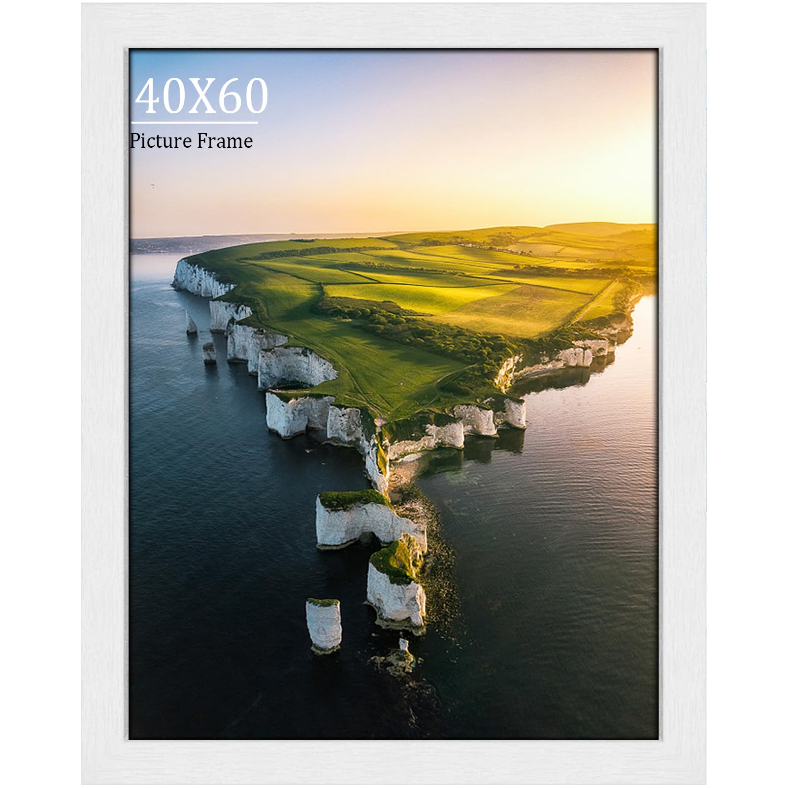 40x60 Picture Frame, White MDF 40x60 Frame, Versatile Frames, Dual Orientation (Landscape/Portrait), Includes Stand & Wall Hooks - Wall Mount or Tabletop for Certificates, Posters, Illustrations โ image 1