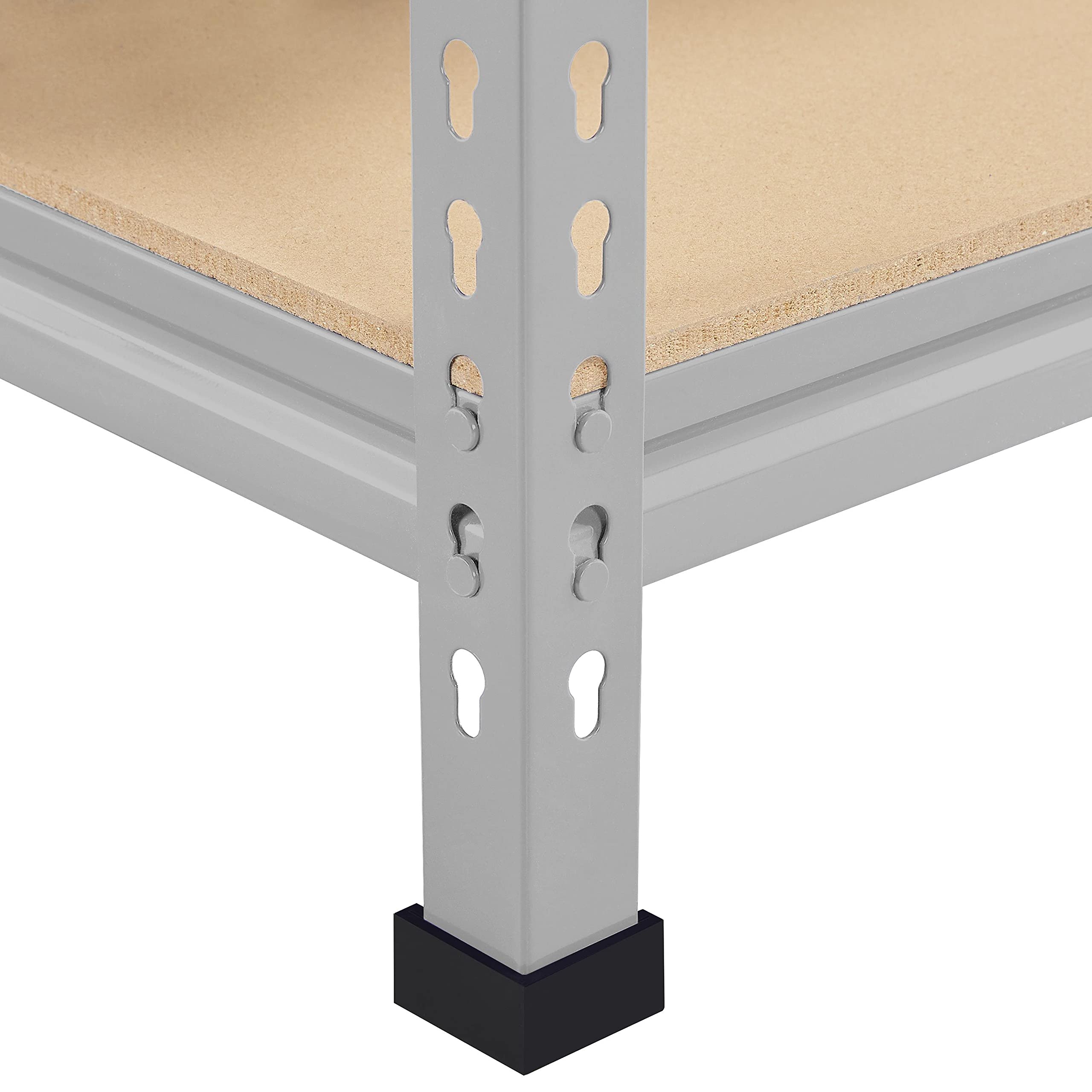 Yaheetech 5 półek, regał narożny, regał magazynowy metalowy, do dużych obciążeń, obciążenie do 1500 kg, regał do piwnicy, regał wtykowy, system regałowy, 140 x 30 x 150 cm/jasnoszary