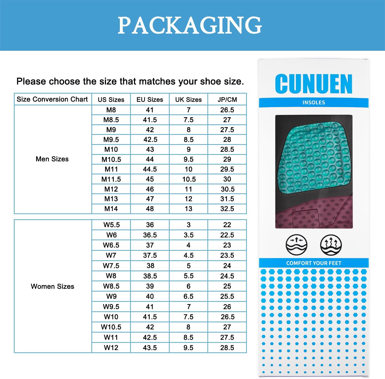 CUNUEN Square Toe Insoles for Ariat Shoes, Replacement Footbeds Footwear Inserts for Work Boot Comfort(Size: M10)