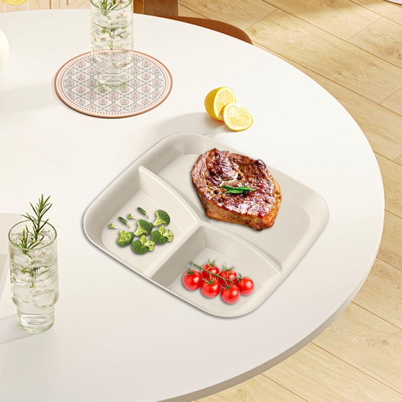Assiettes à Divisions Plat de Service à 3 Compartiments
