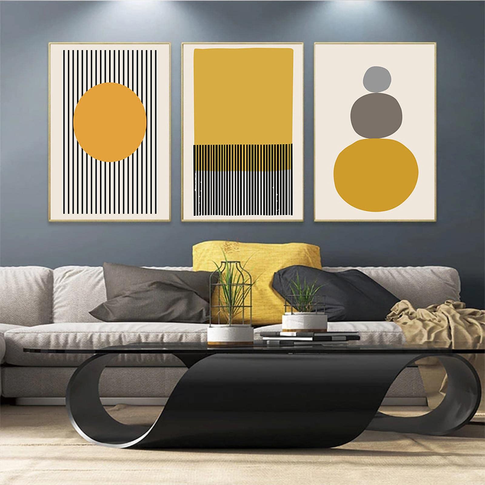 Arte su tela astratta beige e grigia con orizzonte – Decorazione murale moderna e minimalista - Italia