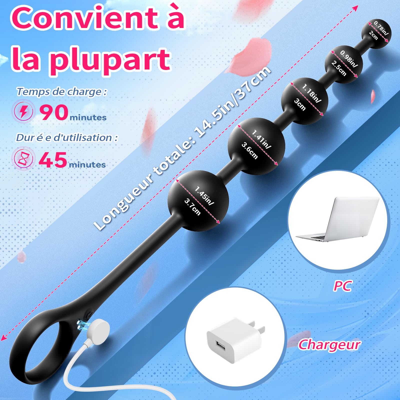 Perles Anales Sex Toýs Homme - Plug Anal Vibromasseur Sextoy Gode Homme Femme pour Anus Gay Sex Toys Anneau Penien Vibrant Débutante Sextoyse Couple Plaisir avec 9 Vibration, APP Prostate Plugs Anals