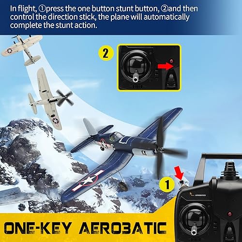 Miniatura 4 de RoofWorld 2023 Nueva mejora F4U Corsair Avión RC de 4 canales RTF Avión controlado remotamente RC para principiantes Adulto con sistema de