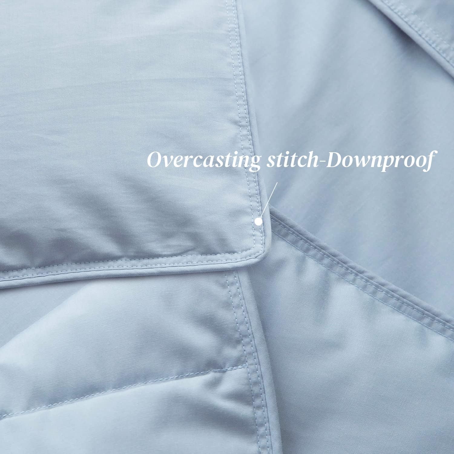 Topllen Lightweight Blue Grey Down Blanket,Cooling Down Comforter Queen Size for Summer,Cloud Soft Noiseless Cotton Shell,750 Fill Power Blue Grey Duvet Insert with Ties (90×90 inch)