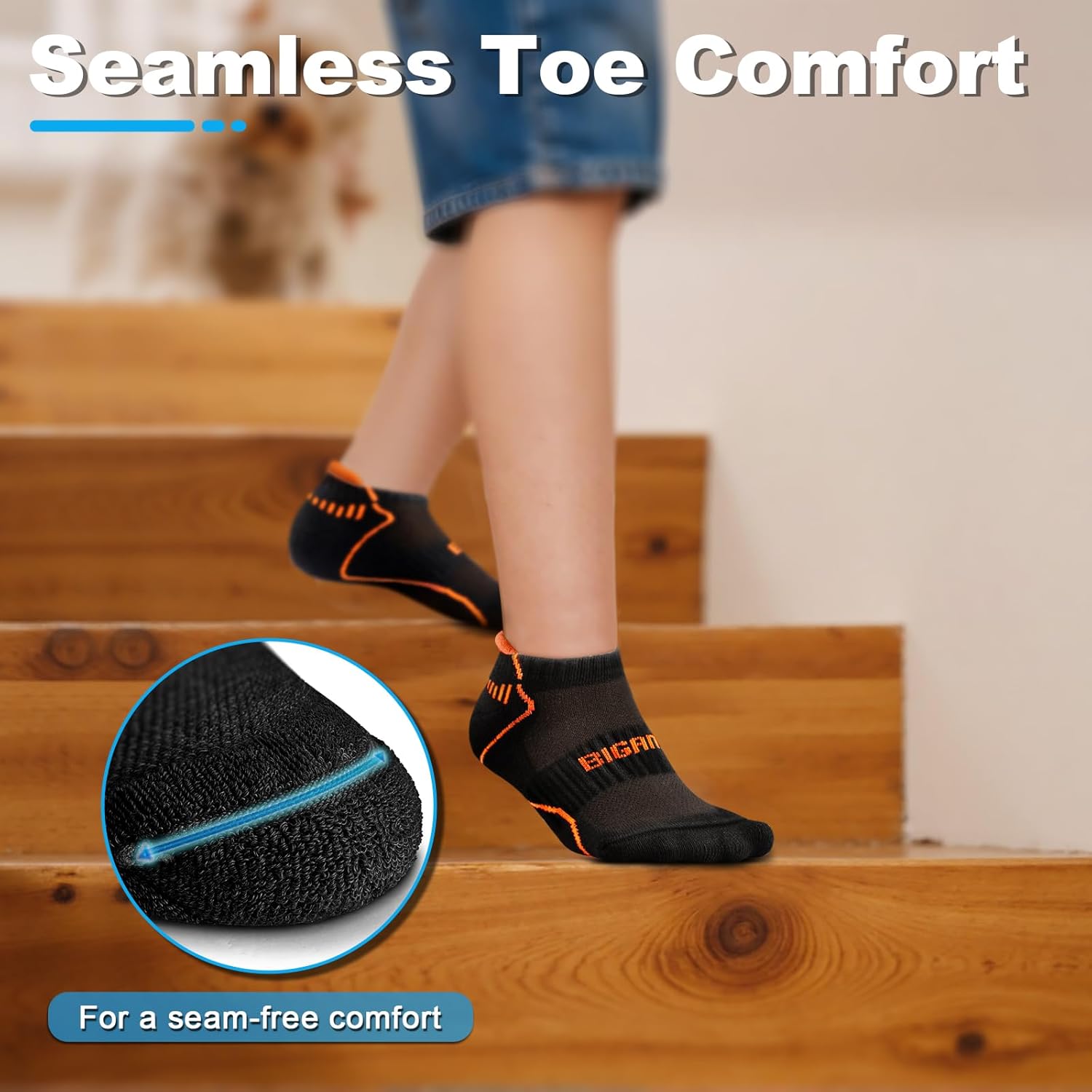 Bigant Kids Athletic Ankle Socks Cushioned Boys Girls Youth School Casual Low Cut Socks Sports Running Arch Support 6 Pairs - Image 4