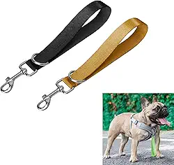 Coleira curta para cães com alça de cachorro para trânsito, coleira de trânsito para cães, coleira curta para treinamento de cães, guia curta para cães (preta e dourada)