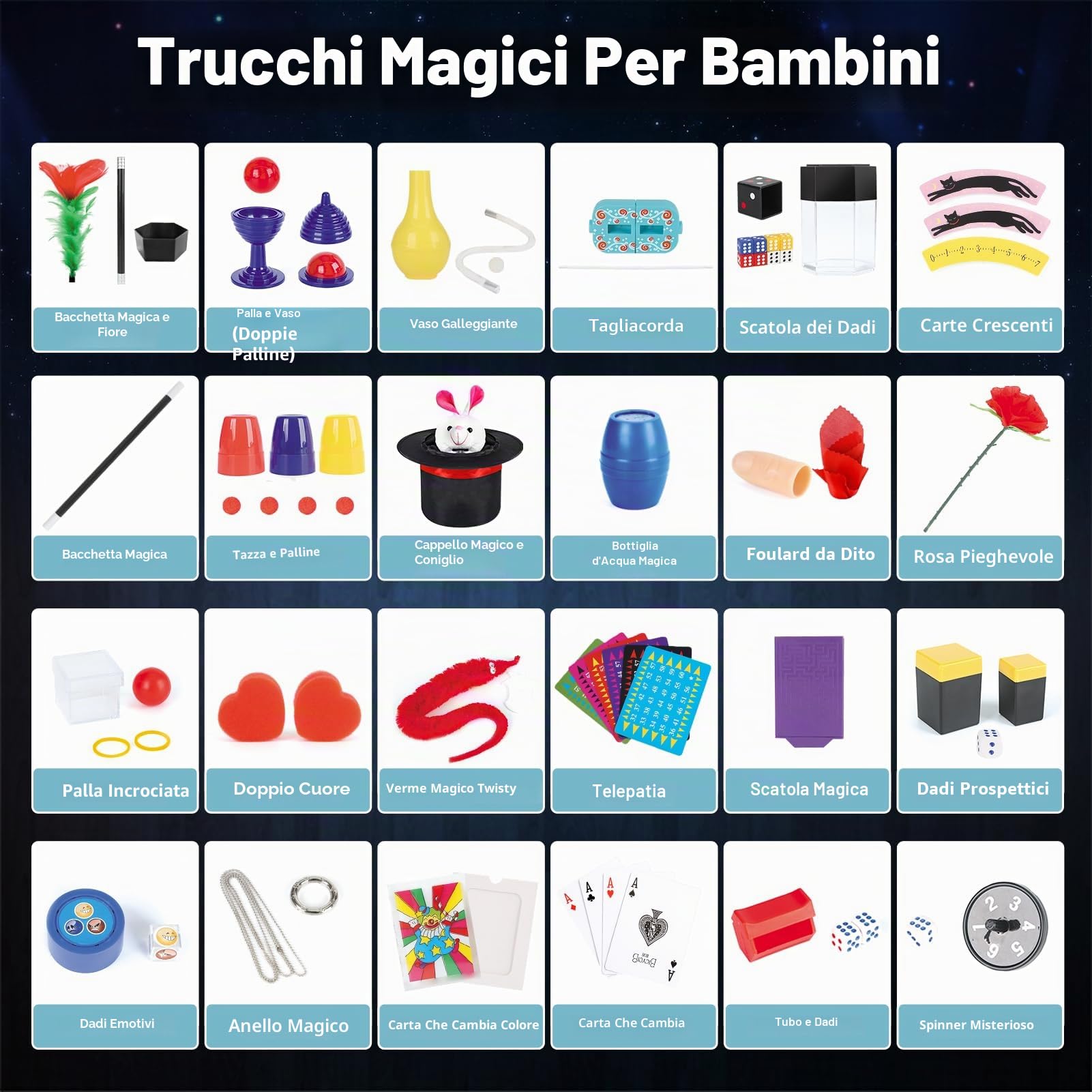 DINORUN Giochi di Magia per Bambini Giochi Bambini con Bastone Magico & Cappello Magico & Istruzioni, Regalo Bambini 6 7 8 9 10 11 12 Anni, 75+ Trucchi di Magia