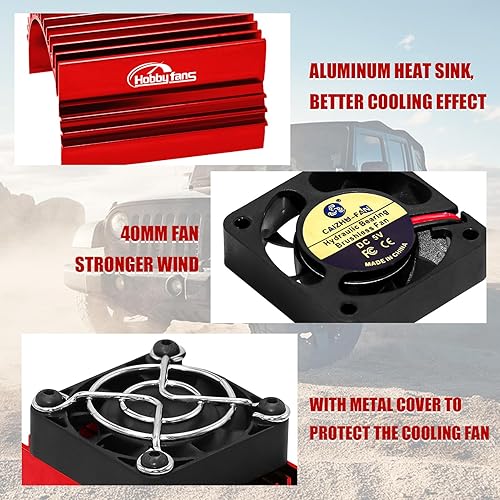 Miniatura 3 de Hobby Fans Ventilador de refrigeración RC de 1.575 in con disipador de calor, ventilador de motor eléctrico RC con disipador de calor para motor RC