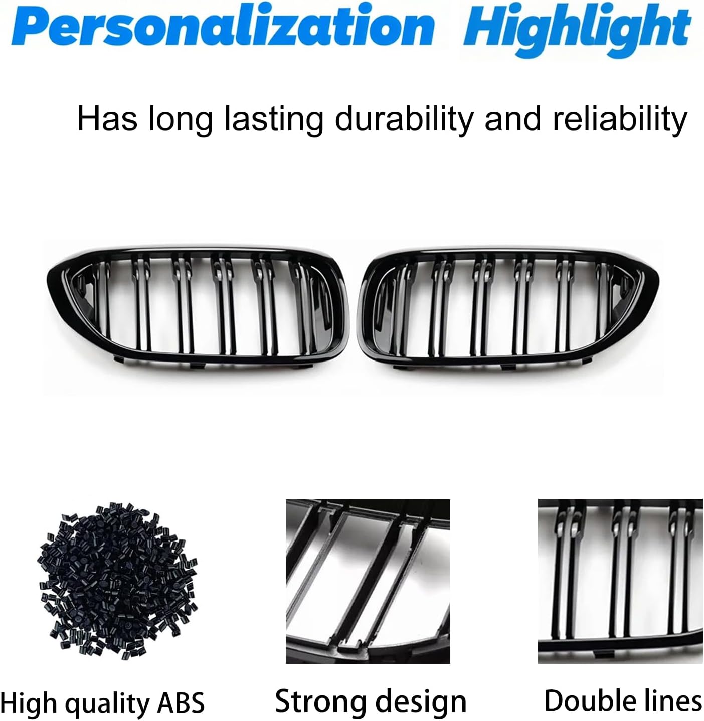 G30 Front Kidney Grille Replacement Grill Compatible with 2017-2020 5 Series G30 G31 F90 (M5） (Double Slats Gloss Black, G30 (2017-2019))