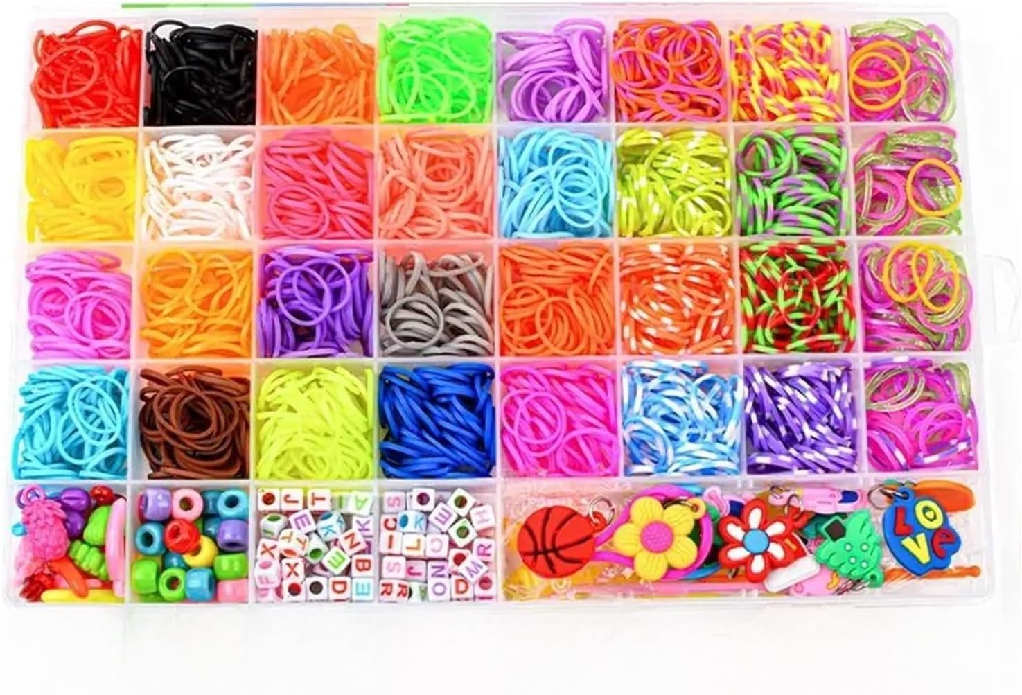 Yiodauh Bracelet Making Kit 4300pcs+ 32Colour Vibrant Color Rubber Band Assortment Loom Bands- Beading Kits for Making Unique Bracelets, Bangles, and Crafts