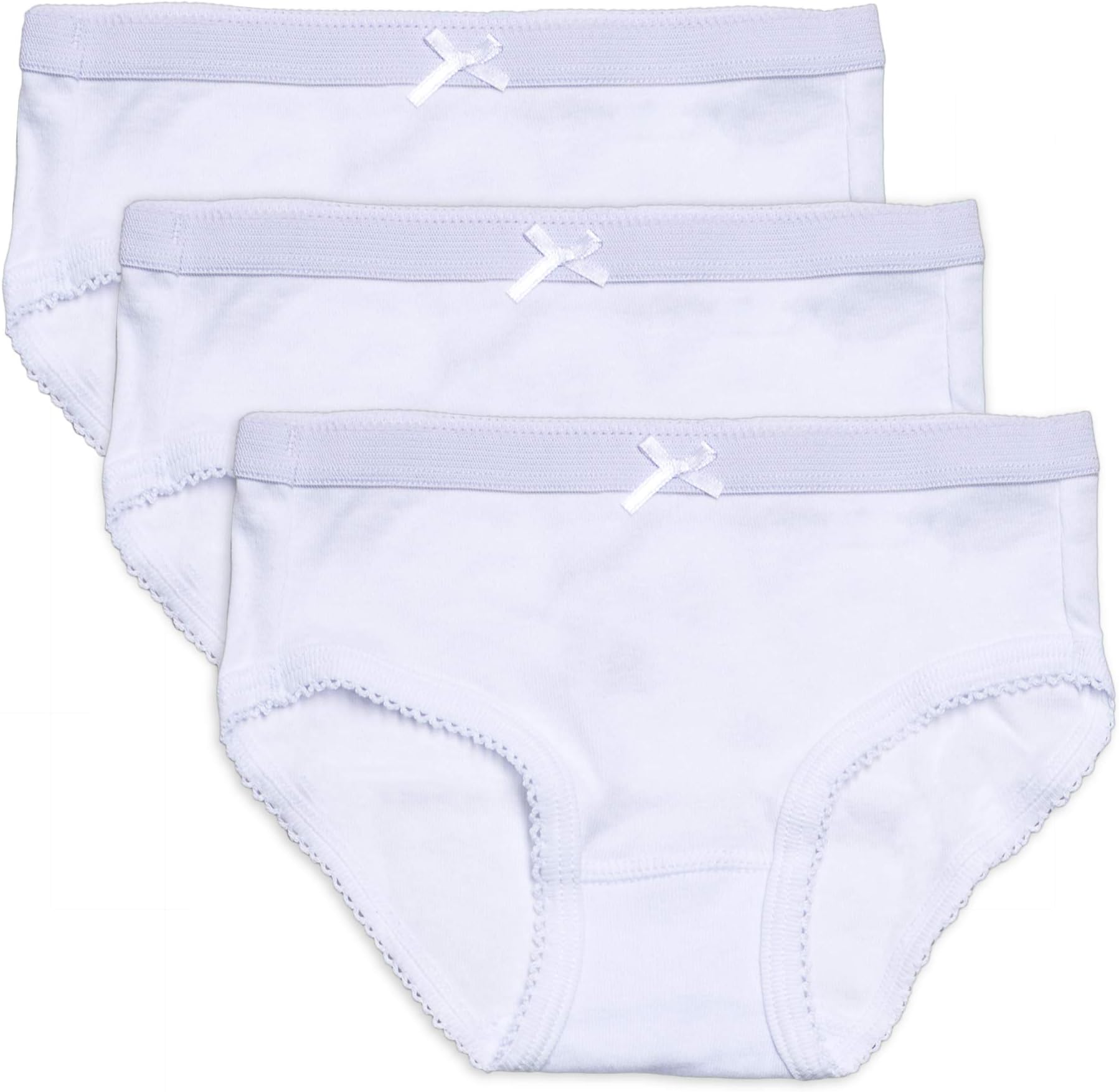 Feathers Girls Solid White Snug Fit Tagless Briefs Underwear - 100% Cotton Super Soft Panties