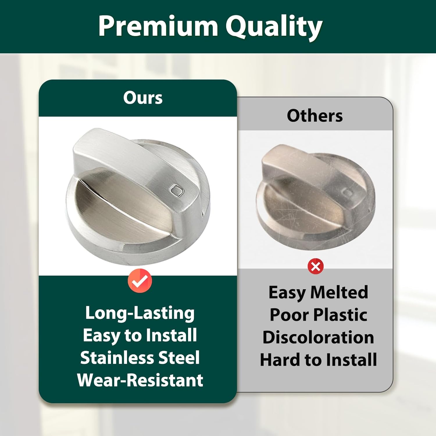 813396 Stove Knobs Replacement Parts for Wolf Range Knob Stainless Steel Gas Cooktop 36 Inch CT36G/S CT36G/S-LP Stove Top Knob IM15 Oven Burner Control Stovetop Knobs 5 Pcs