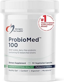 Designs for Health ProbioMed 100 - Probiotics for Digestive Health - 10 Strains with Lactobacillus Acidophilus Probiotic + Lactobacillus Rhamnosus - Gut Health + Immune Support Supplement (30 Caps)