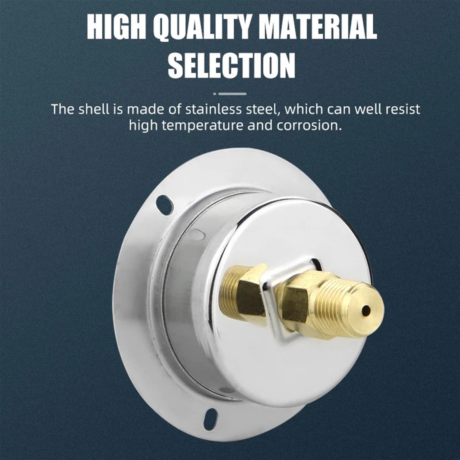 Manómetro Digital de presión de Agua y Gas de 50 mm, conexión Trasera con Brida, Caja de Acero Inoxidable y Junta de latón (M14-1,5 con Aceite, 0-6 Bar).