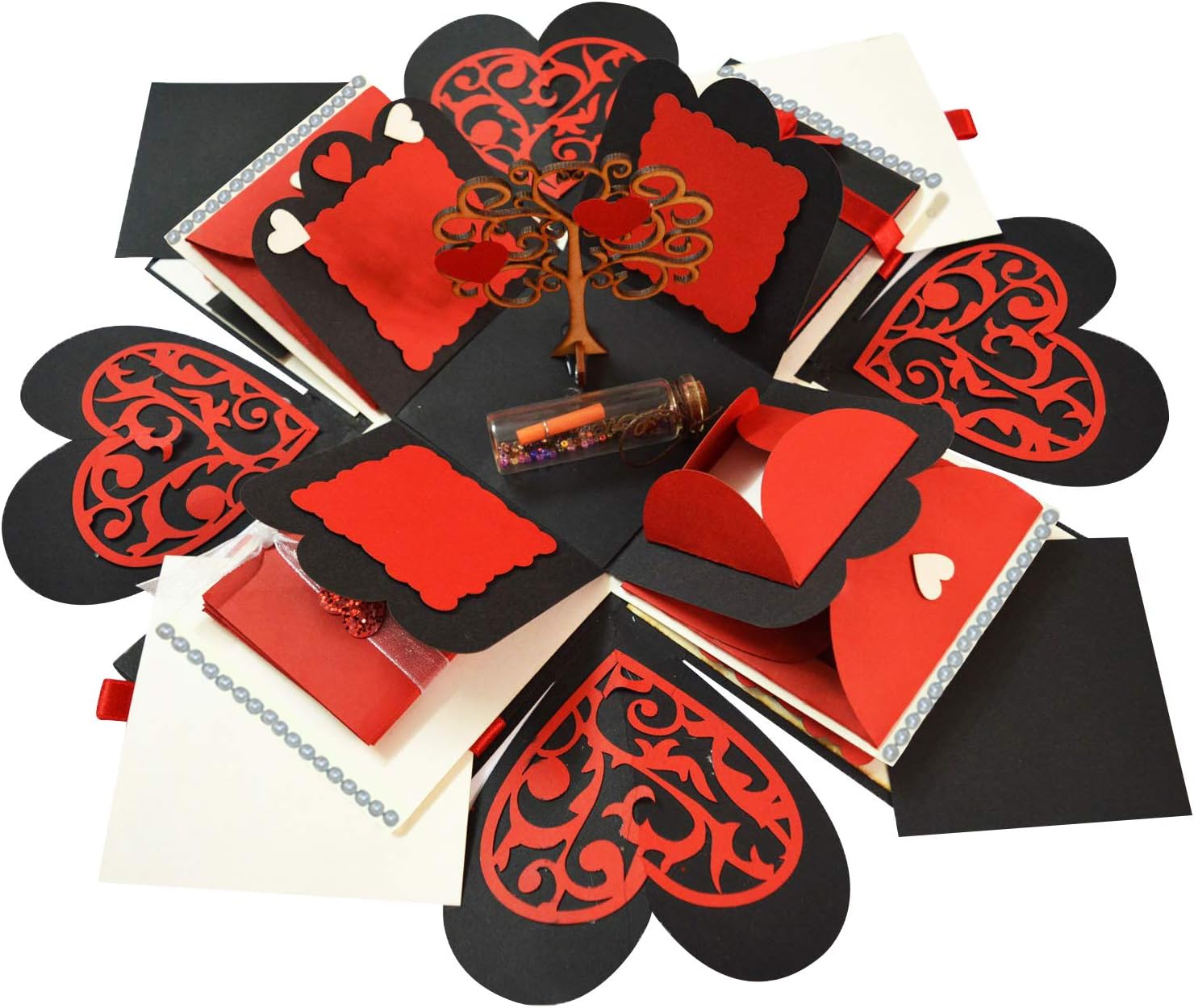 DecuT Handmade Explosion Box for Birthday Anniversary Wedding Every Occasion Explosion Box(Red Non Customized)