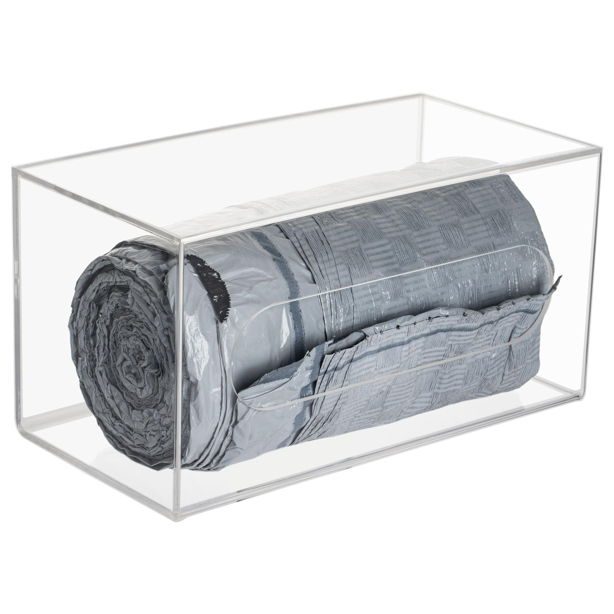 Nelspen Trash Bag Dispenser Roll Holder Wall Mount and Under Sink, Clear Acrylic Cabinet Kitchen Organizer Storage Box for Garbage Bags Grocery Bag Can Plastic Shopping Bag Container…