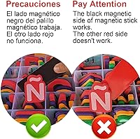 Vista 3 de Letras magnéticas del alfabeto en español e inglés y números ABC imanes pizarra, letras españolas y números magnéticos para niños, juguetes
