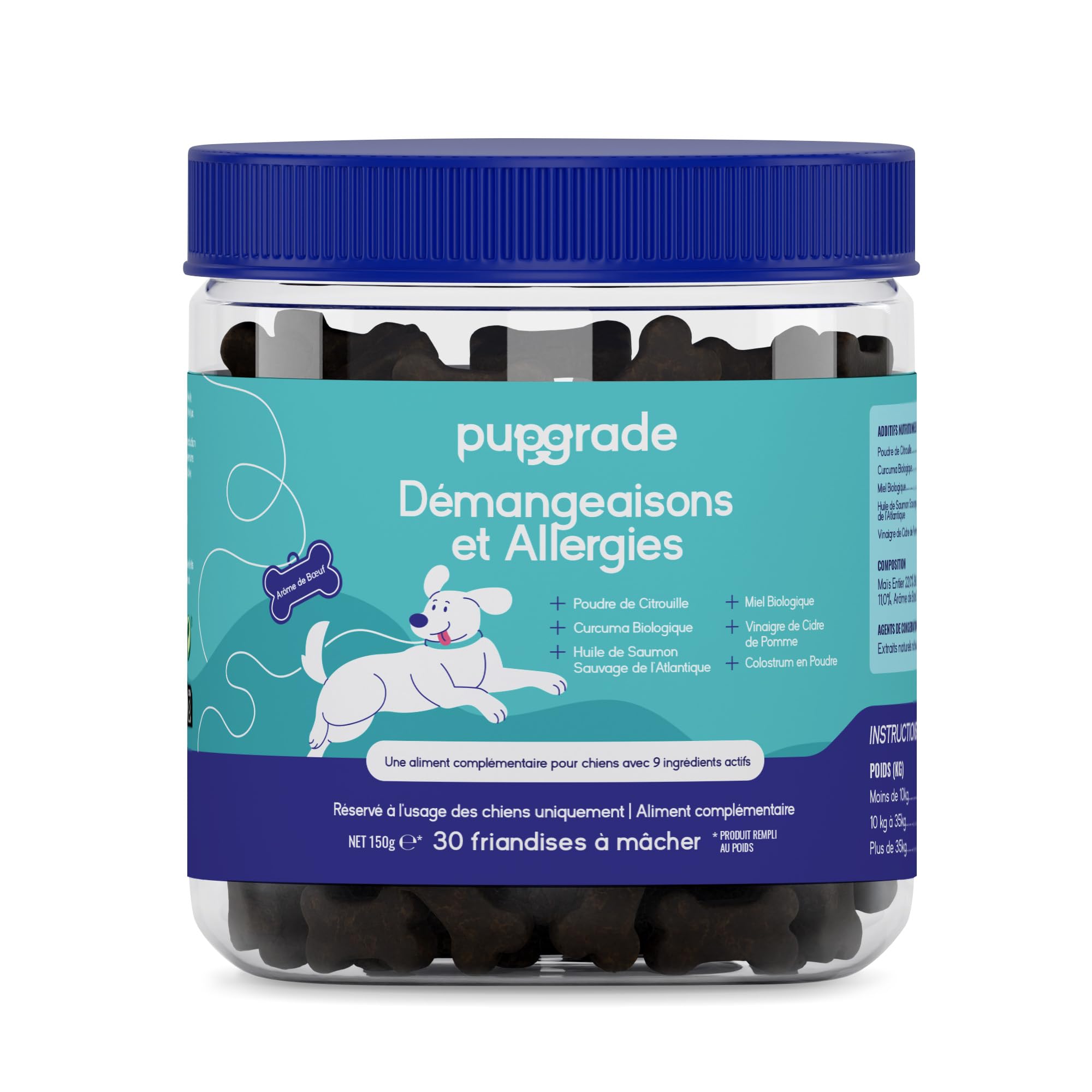 PupGrade Démangeaisons et Allergies pour Chiens – Santé Peau & Soutien Immunitaire avec Huile de Saumon Atlantique – Aide Anti-Démangeaisons – 30 Friandises Molles