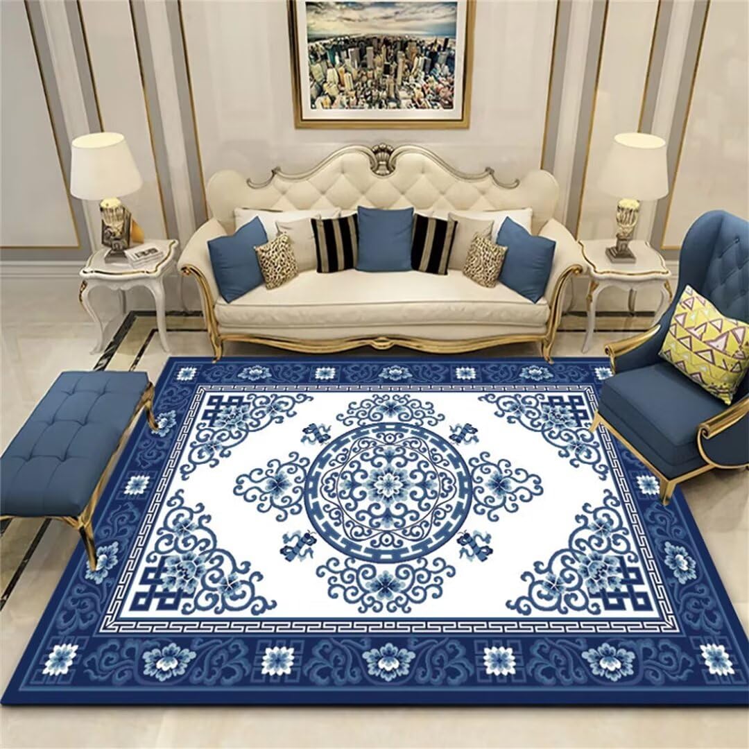 Tapis enfant bleu 200x280 cm classic print poil court salon