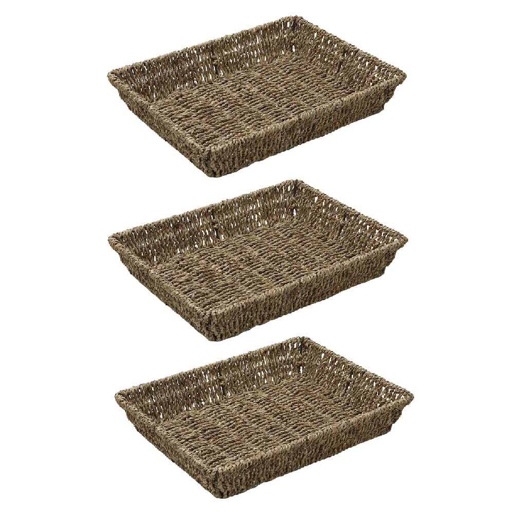 Jvl Seagrass Rectangular Storage Tray Pack Of 3 Beige Size 3 Pack