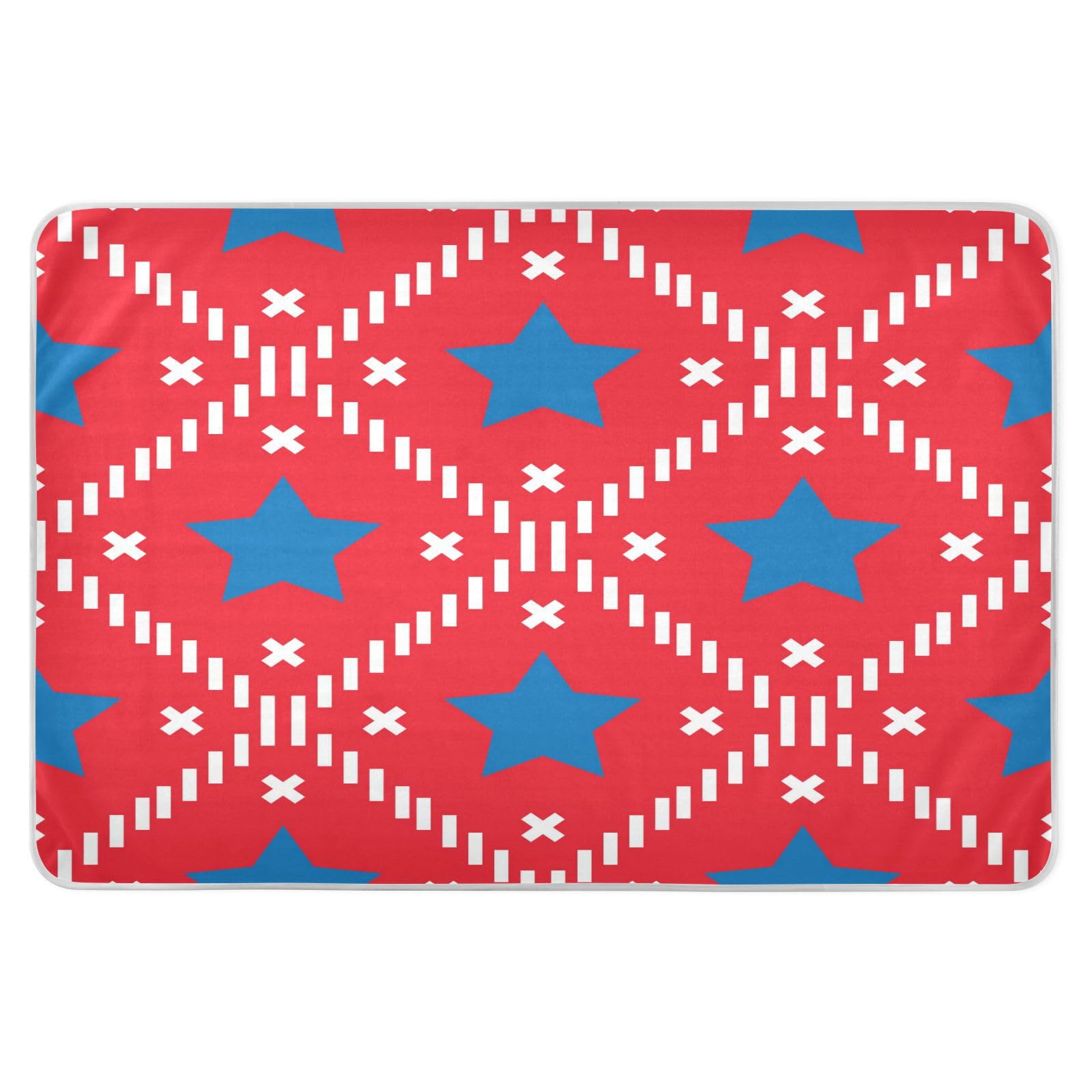 susiyo Happy Independence Day Blue Star Bed Pads for Incontinence Mattress Protector Anti-Slip Waterproof Pads (56