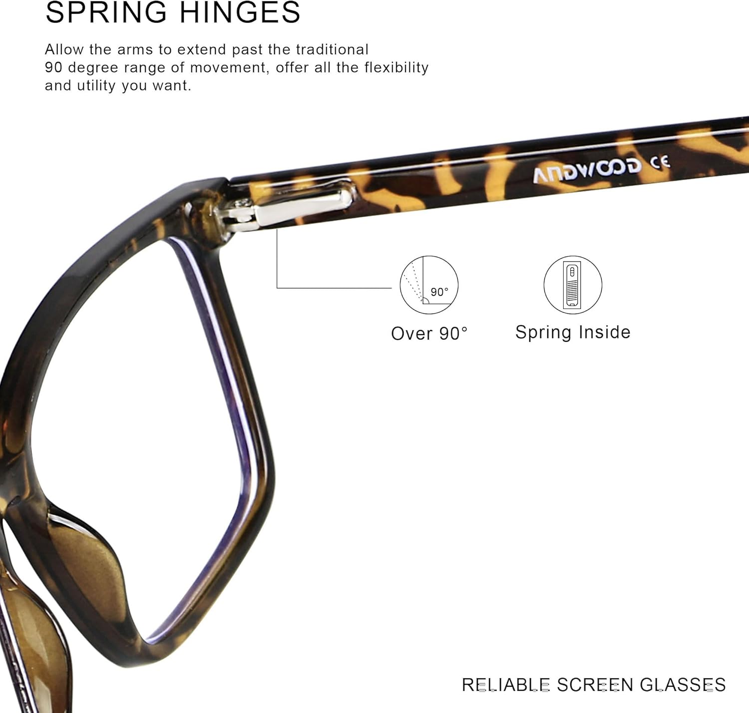 ANDWOOD Blue Light Blocking Glasses Men Women Computer Filter Large Frame Bluelight Blocker Anti Blue Ray Lightweight AR002 - Image 2