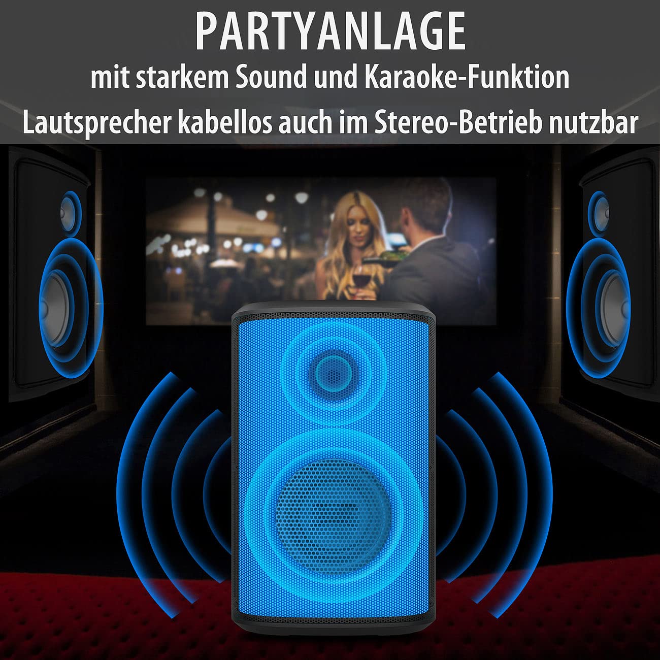 auvisio Musikbox: Mobile Outdoor-PA-Partyanlage & -Bluetooth-Boombox, Lichteffekte, 200W (Karaoke Box, Karaoke Maschine, DJ)