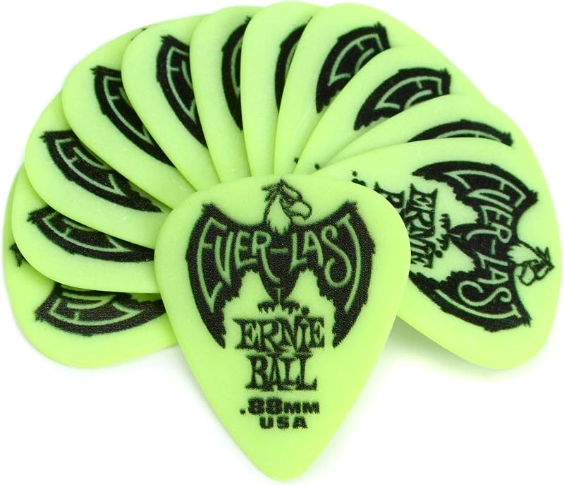 Everlast Guitar Picks, Green .88mm, 12-pack (P09191)