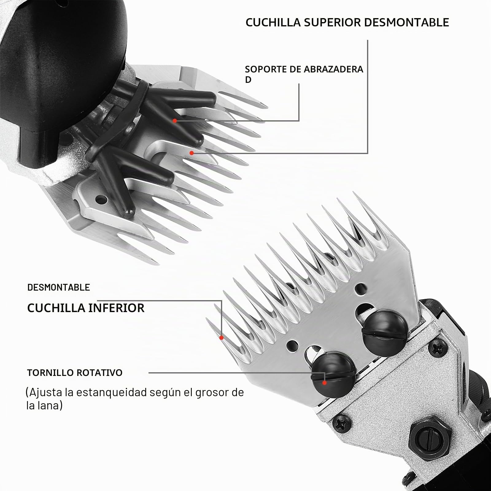 690W Esquiladora eléctrica para ovejas, eléctrica profesional para ovejas, cabras u otros animales, 6 Velocidades Ajustables, Cuchillas intercambiables, color negro