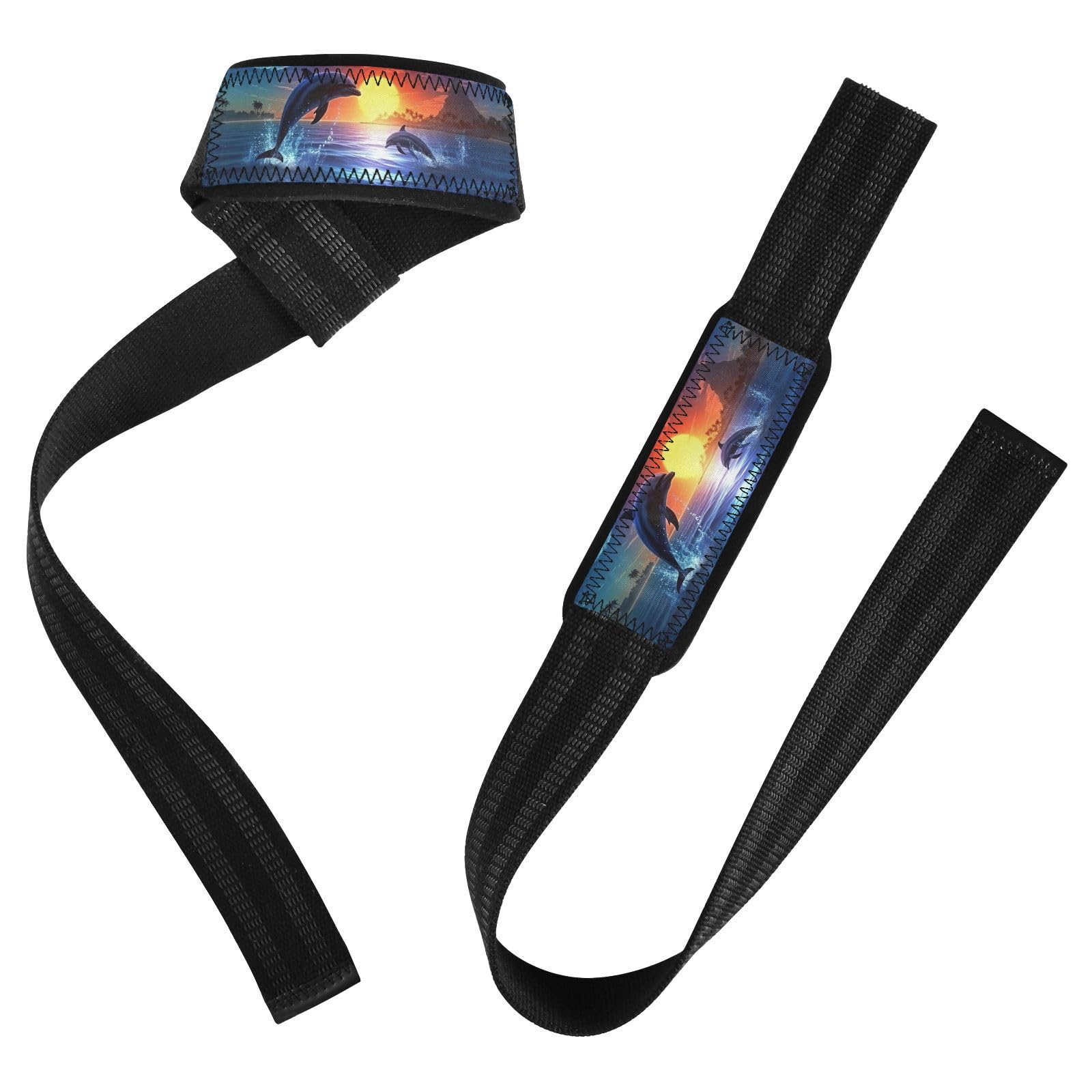 Nander Dolphins Jumping Wrist Straps for Weightlifting,Lifting Straps with Neoprene Cushioned Wrist Padded and Anti-Skid Silicone for Strength Training,Bodybuilding,Deadlifting