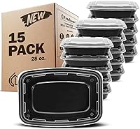 Freshware 15-Pack Meal Prep Containers with Lids | 28oz BPA-Free Bento Boxes, Stackable, Microwave/Dishwasher/Freezer Safe
