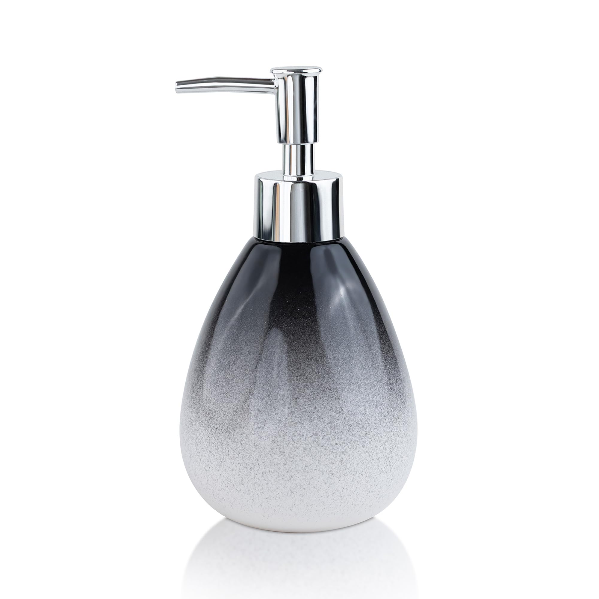 Ceramic Soap Dispenser for Wash Basin - Handwash Dispenser Bottle - Leak-Proof Design with Silver Glossy BPA-Free Pump, Omra, Black,SoapDispenser_Omra_Black-image-49