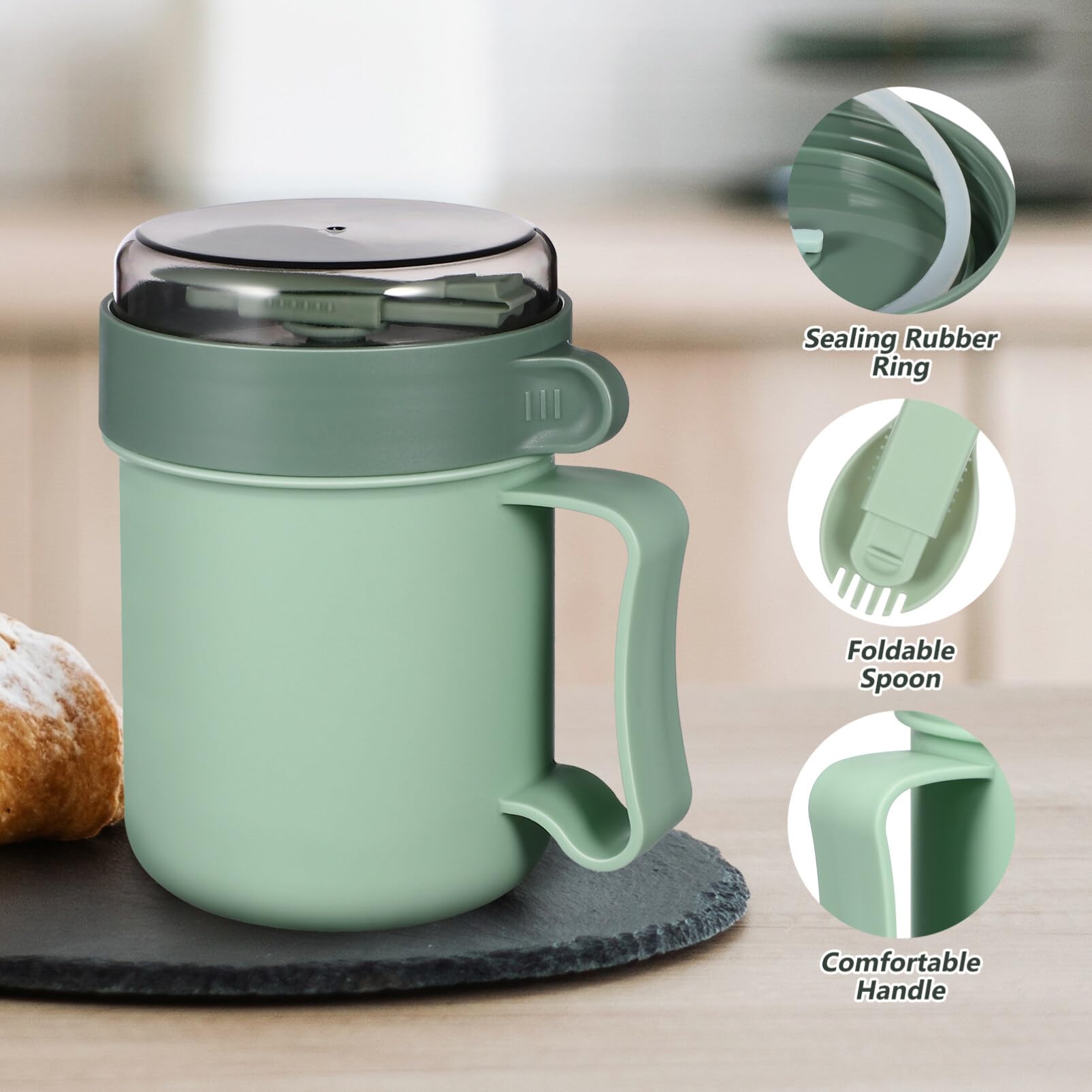 Boîte à déjeuner en paille de blé pour étudiants, 550ml, tasse à soupe saine sans BPA, boîtes à Bento pour micro-ondes, tasse de petit déjeuner, récipient de stockage des aliments