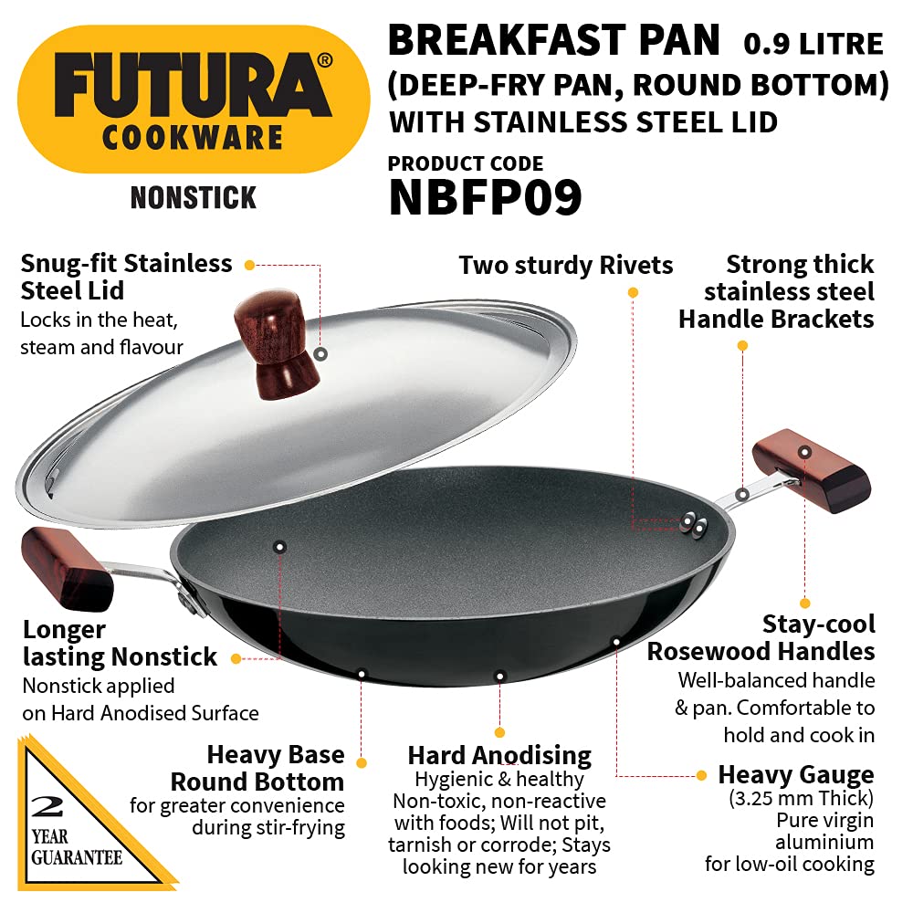 Futura Non-Stick Appachatty Breakfast Pan with Stainless Steel Lid 8.66 IN