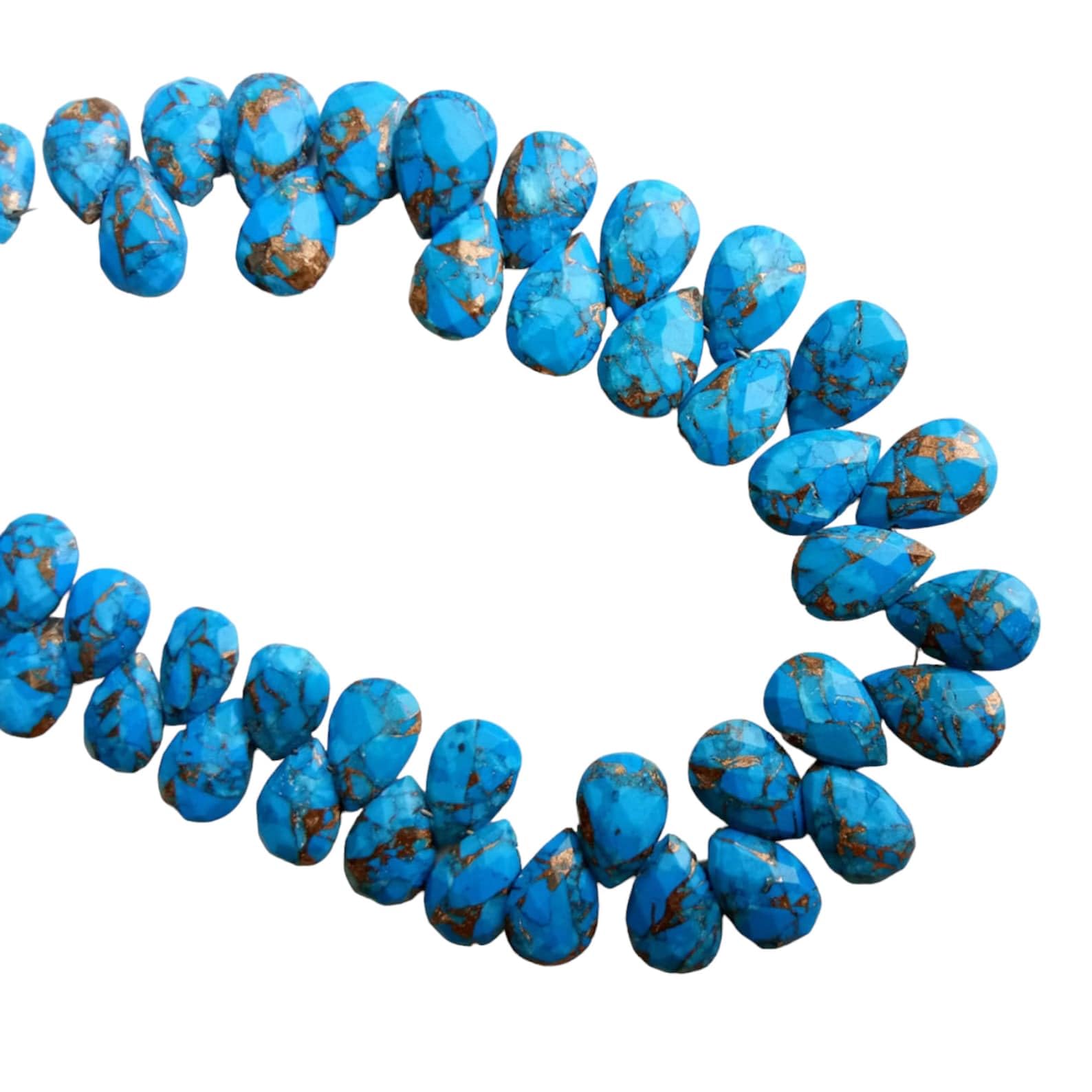 Perles de poire à facettes turquoise bleu mojave pour fabriquer un bijou d'été