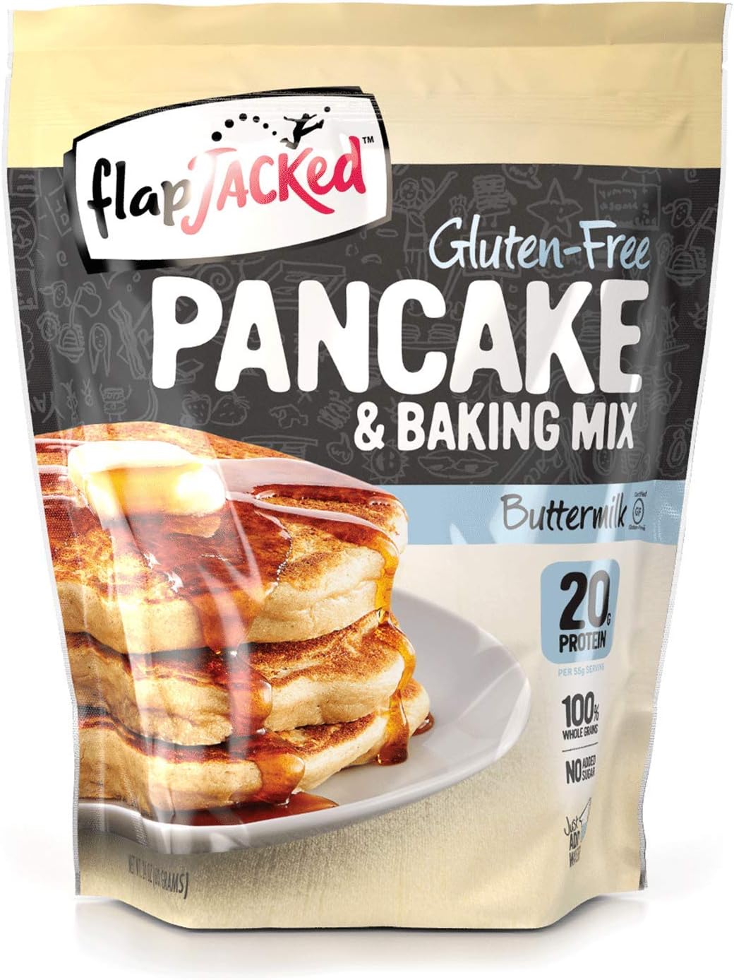 FlapJacked GLUTEN FREE PROTEIN PANCAKE MIX BUTTERMILK 24oz, 1 pack