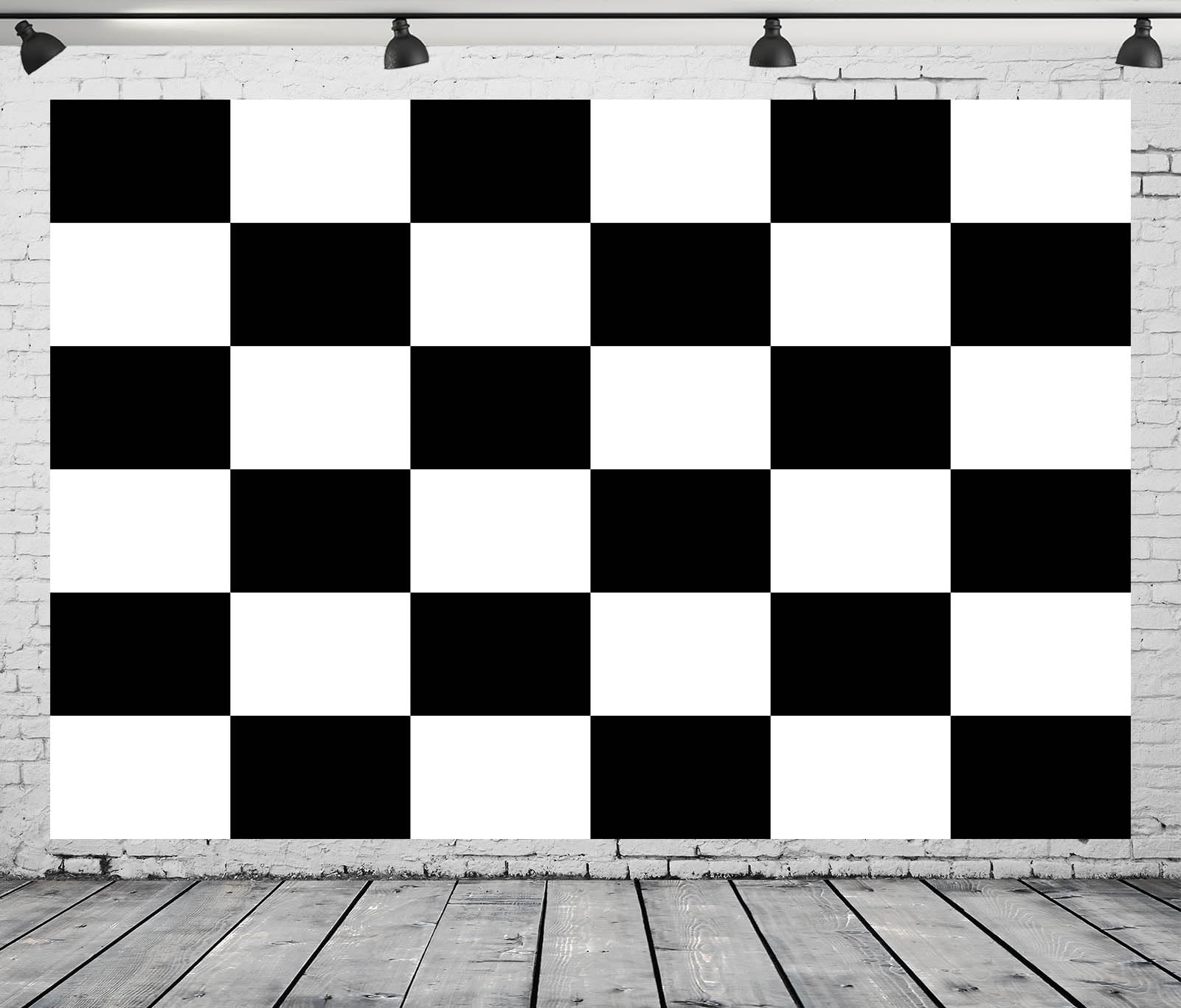 BELECO 3x2.5m Toile Fond Tissu Damier Noir Blanc Course Échecs Texture Grille Rallye Thème Fête Décoration Anniversaire Shoot Studio Accessoire Photo