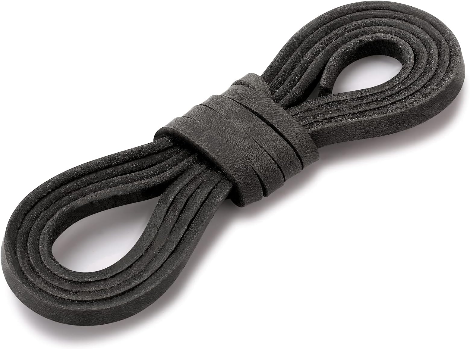 TeeLiy Premium Leather Boot Lace - 18 Inch Thick 72 Inches Long 2 Strips (1 Pair) Cut to Fit All Size and Strength Shoelace Cord String Braiding for Welders Black Gray, 0.13 x